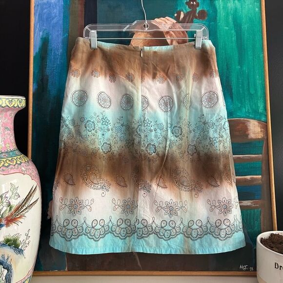 Brown and Cream Knee-Length Skater Skirt Size 11 - Picture 3 of 16